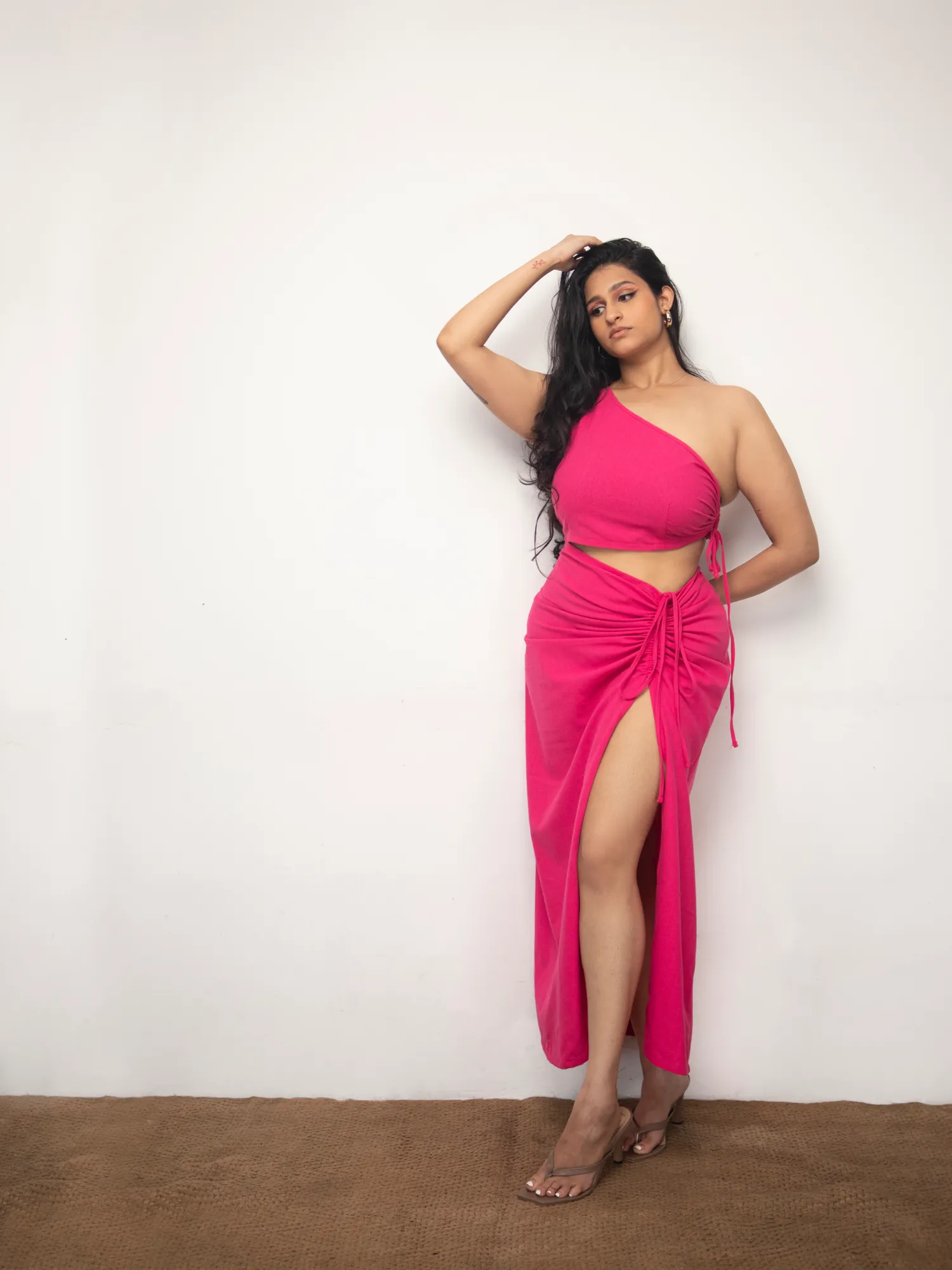 Side Ruched One Shoulder Maxi Dress