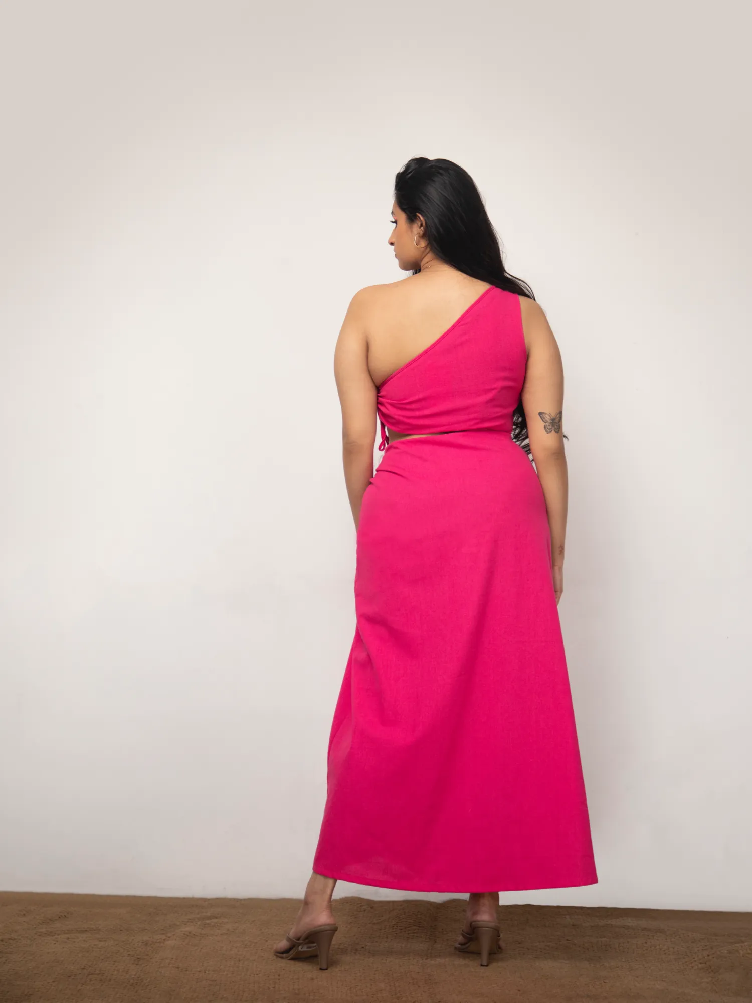 Side Ruched One Shoulder Maxi Dress