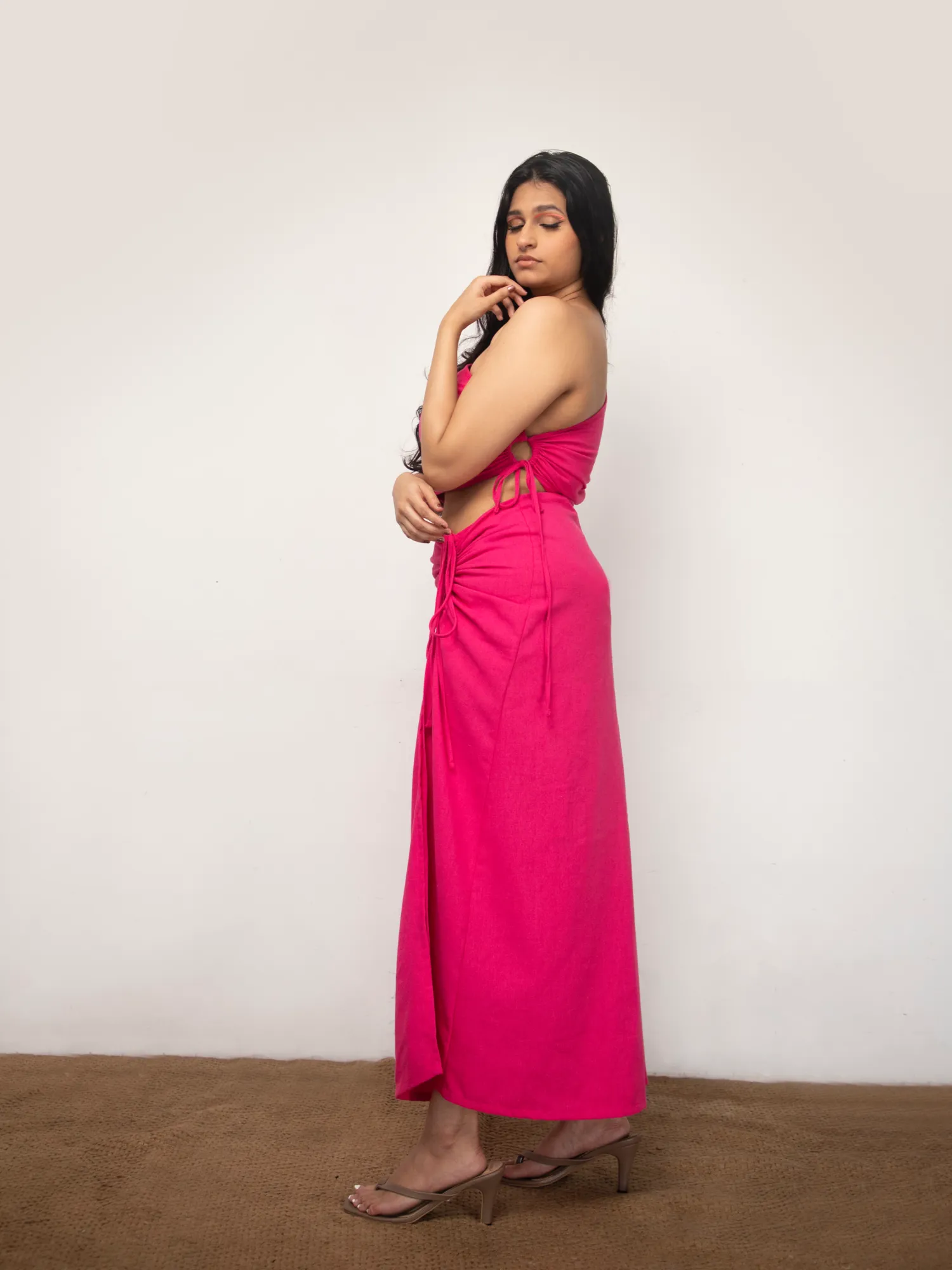 Side Ruched One Shoulder Maxi Dress