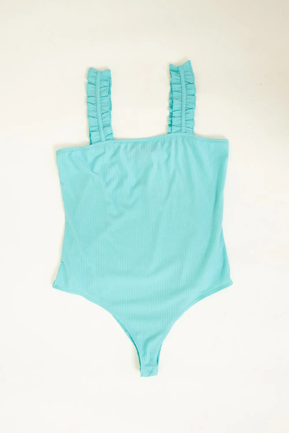Simply Southern Ruffle Shoulder Bodysuit for Women in Teal | PP-0124-BODYSUIT-TEAL