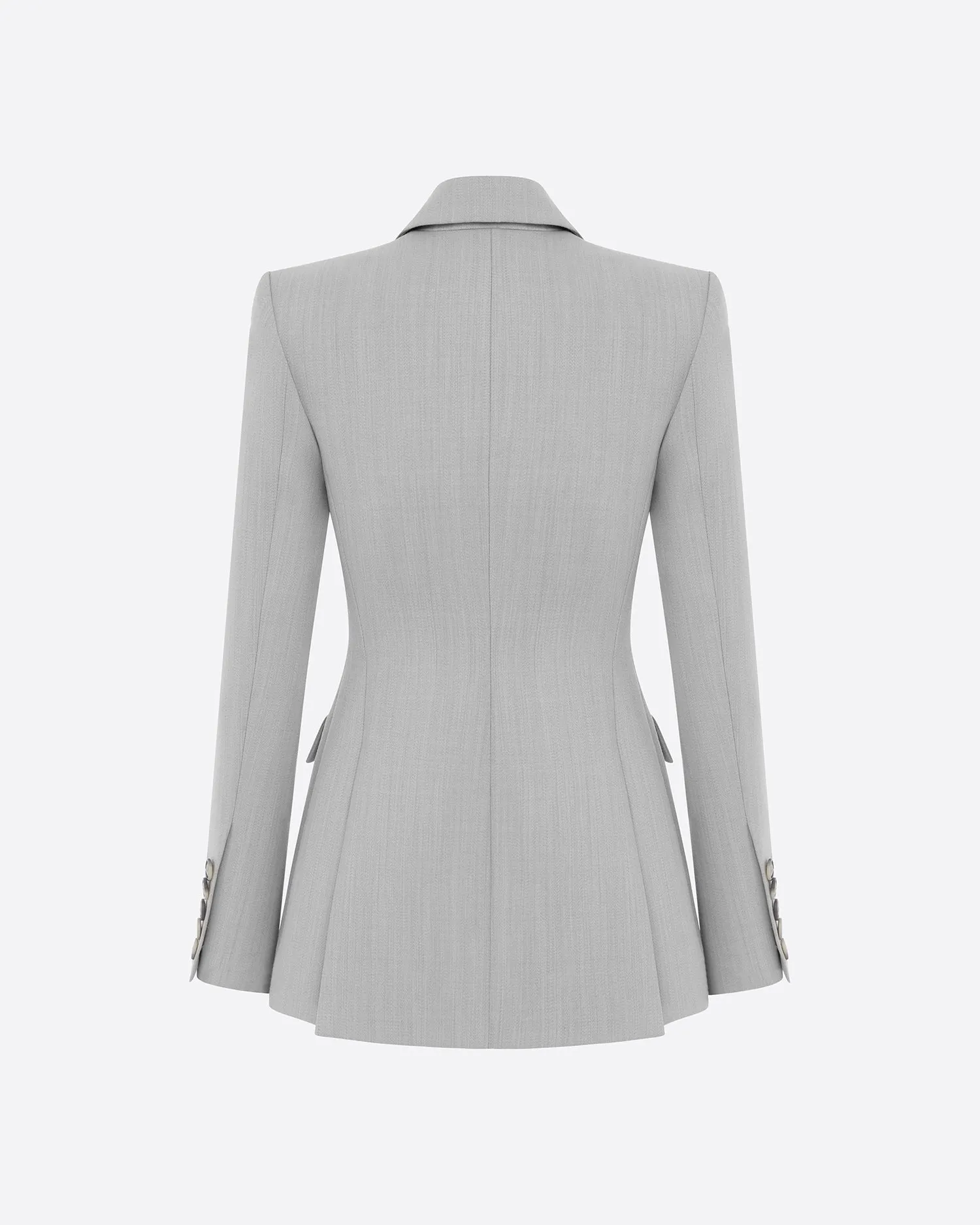 Single Breasted Fitted Blazer in Wool Suiting