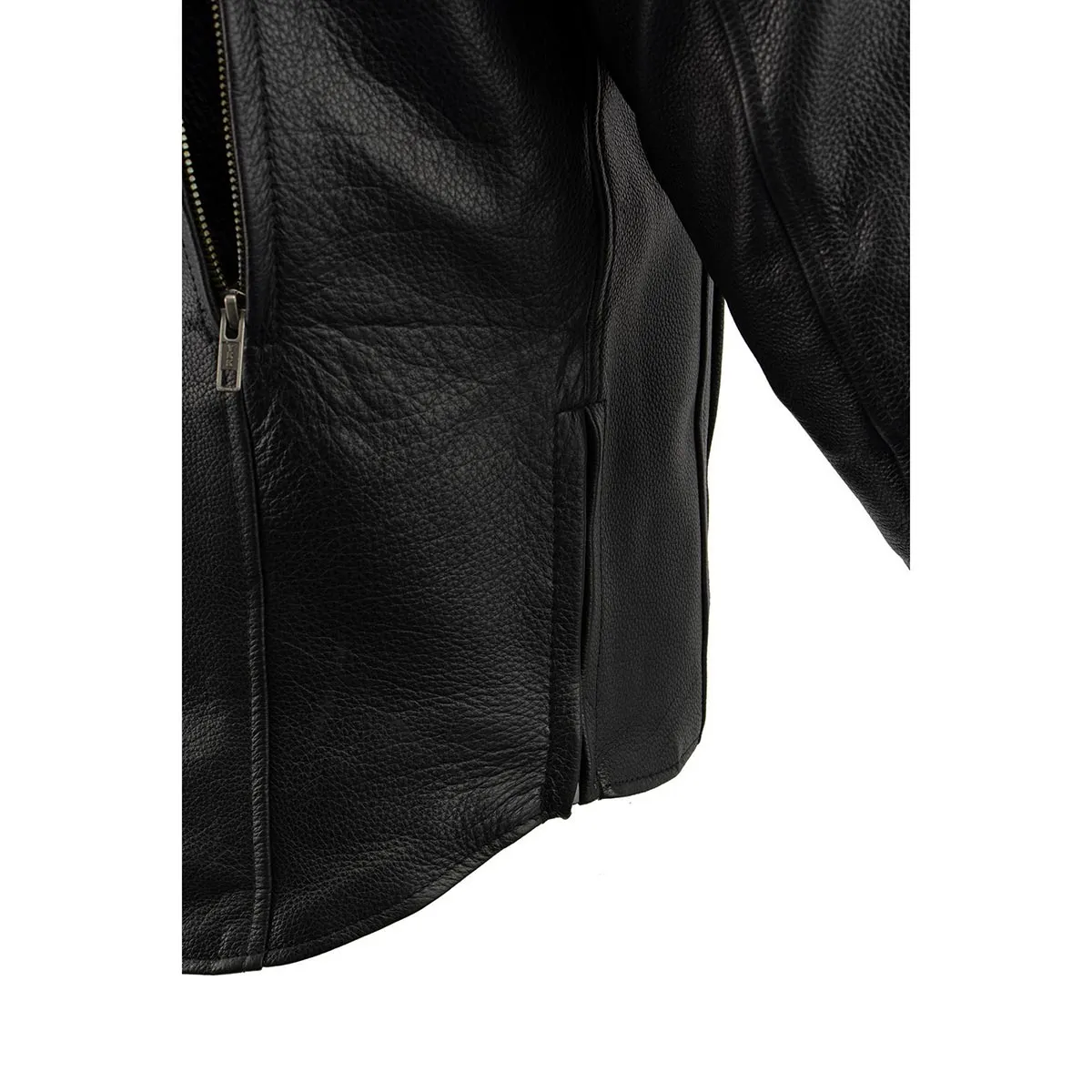 SKULL MLM1500 Men's Crossover Black Leather Scooter Jacket with Reflective Skulls