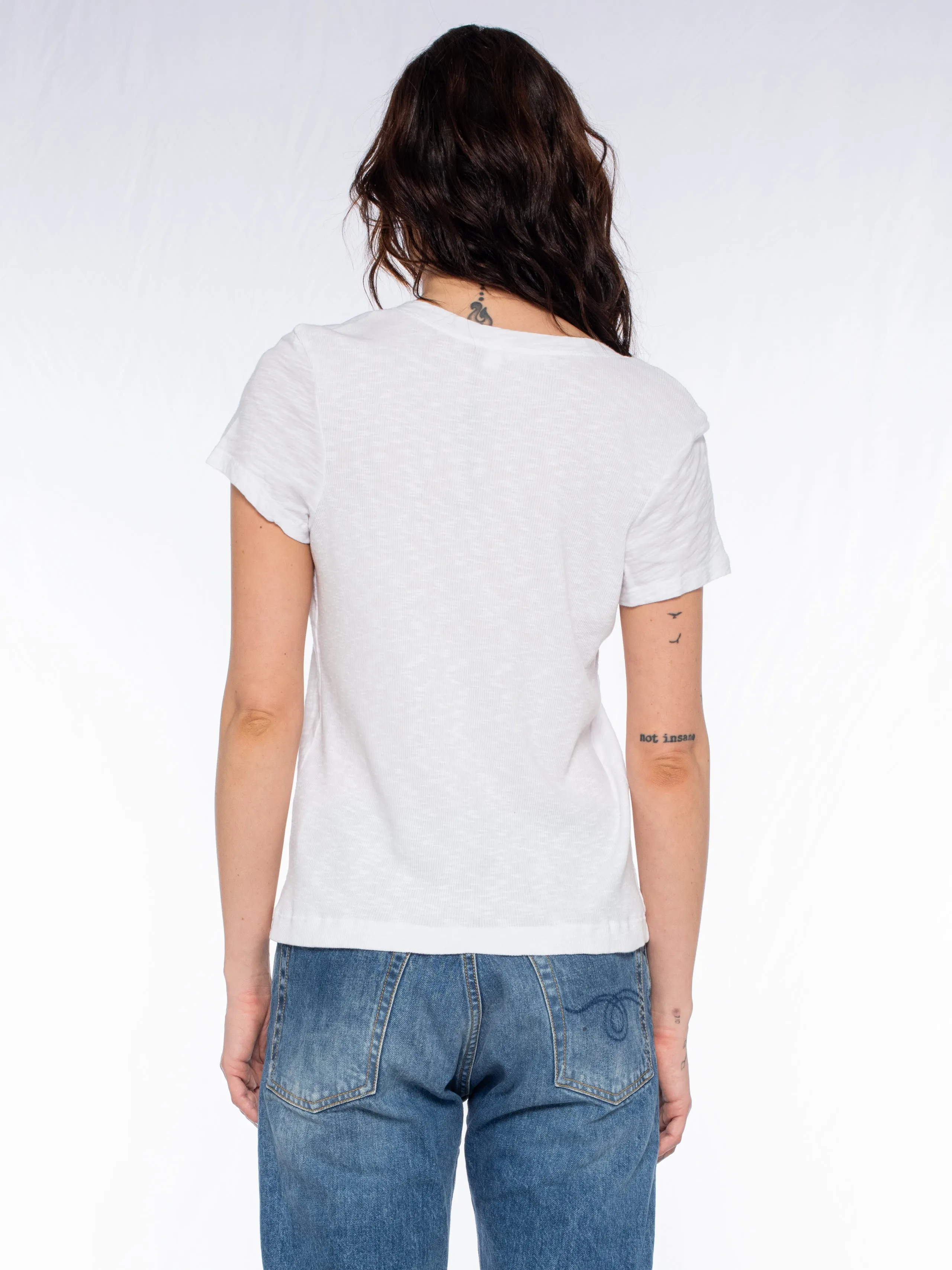 Slim Deep V-Neck Rib Back Tee