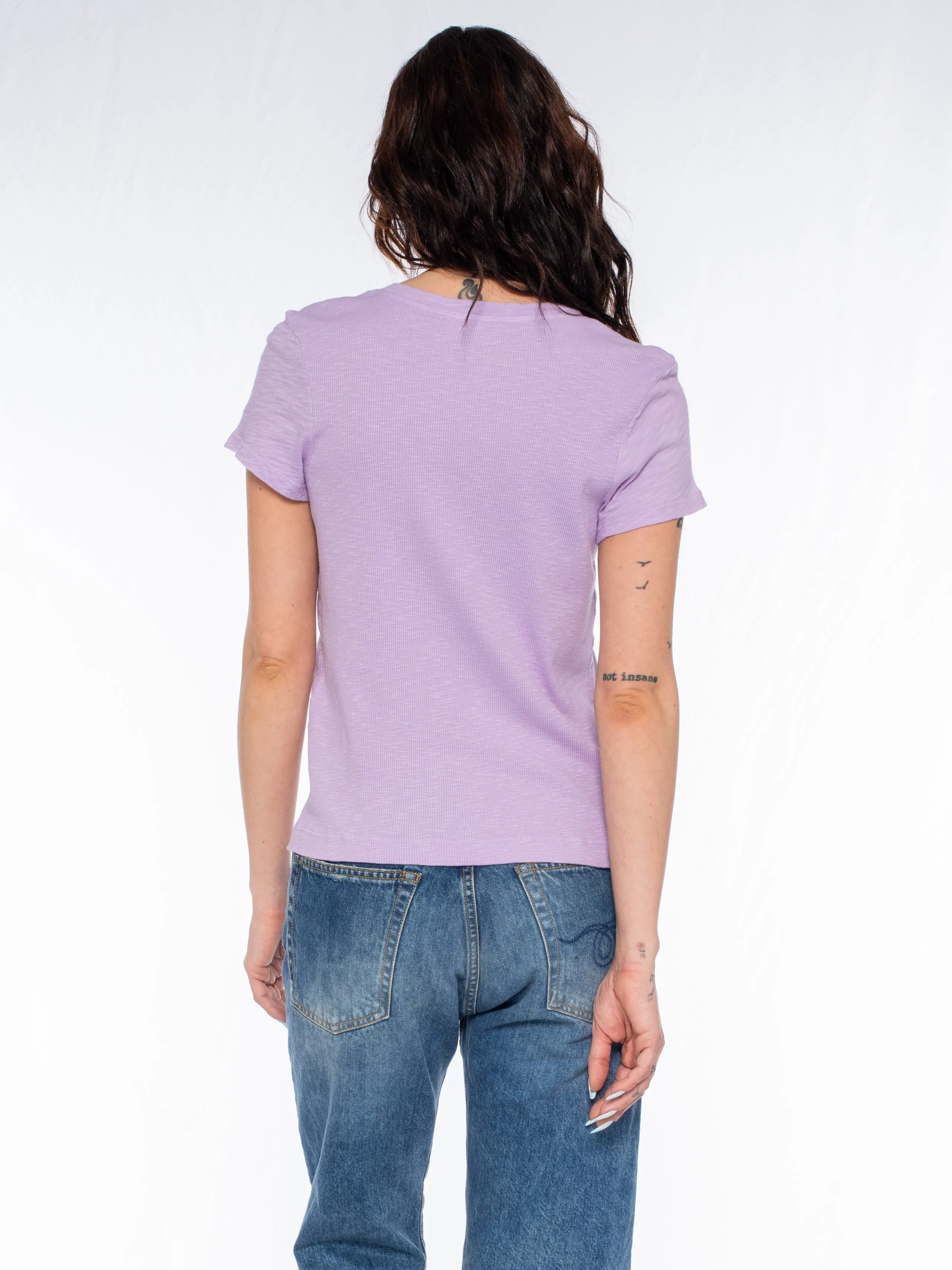 Slim Deep V-Neck Rib Back Tee