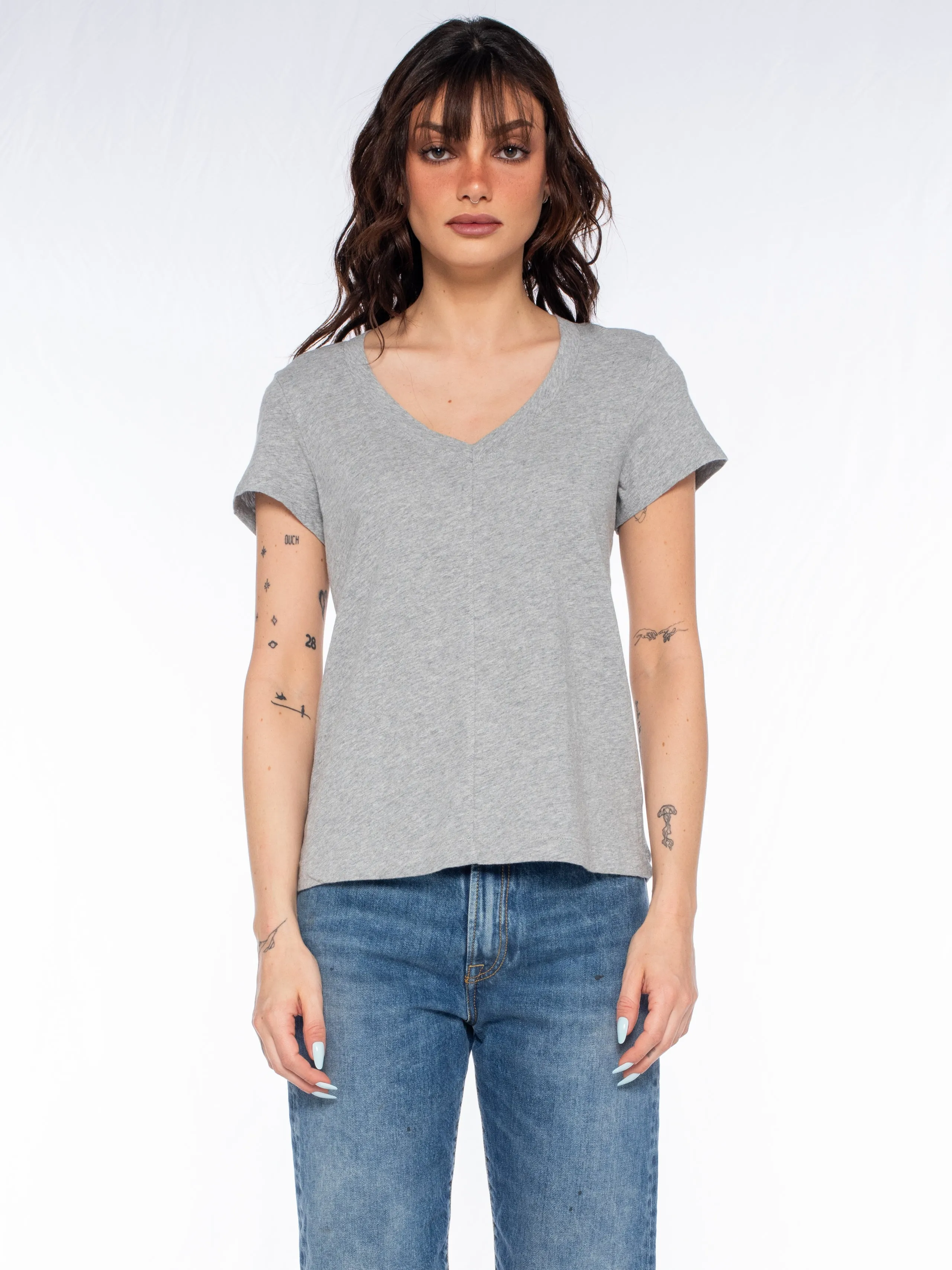 Slim Deep V-Neck Rib Back Tee