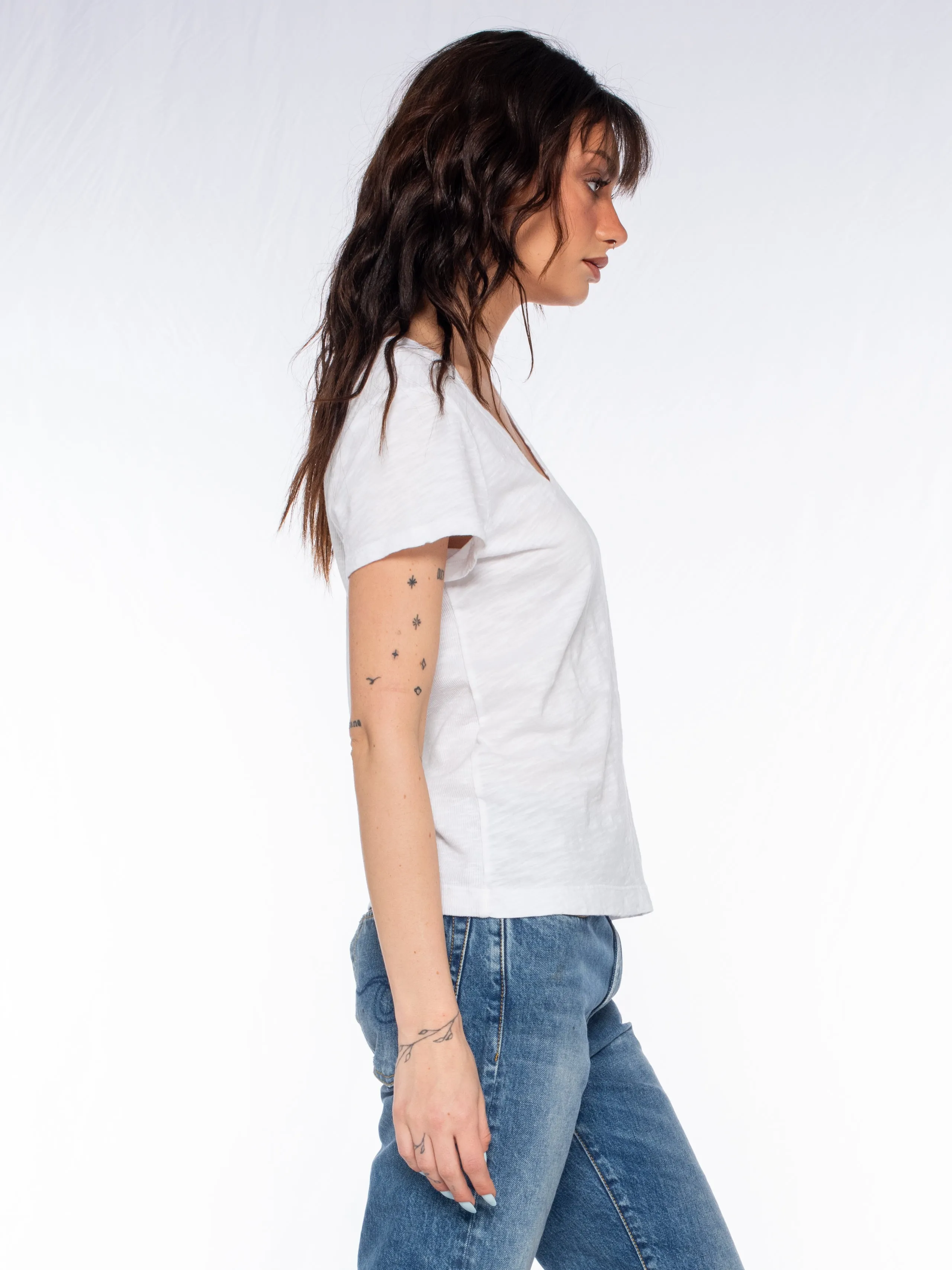 Slim Deep V-Neck Rib Back Tee
