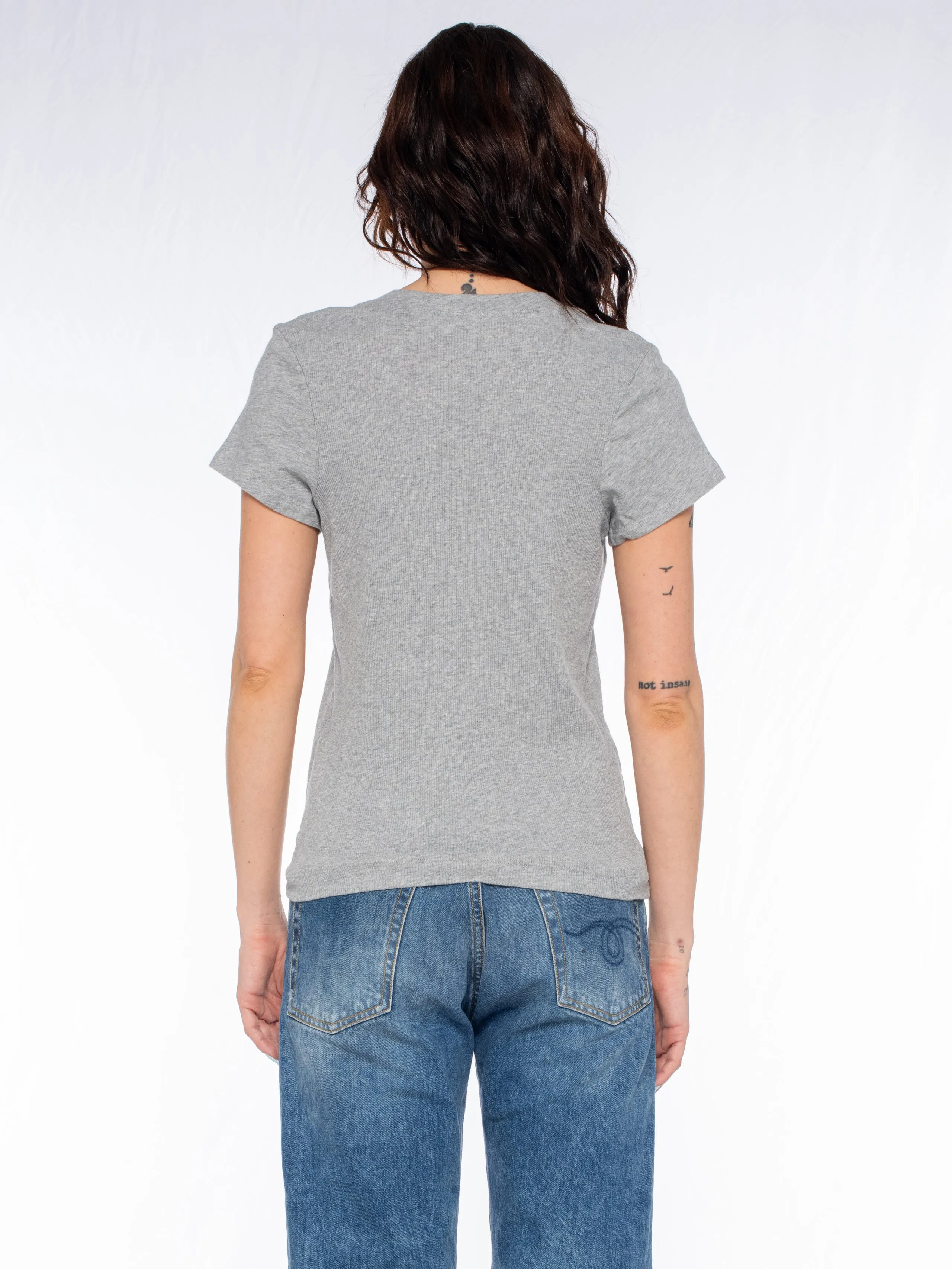 Slim Deep V-Neck Rib Back Tee
