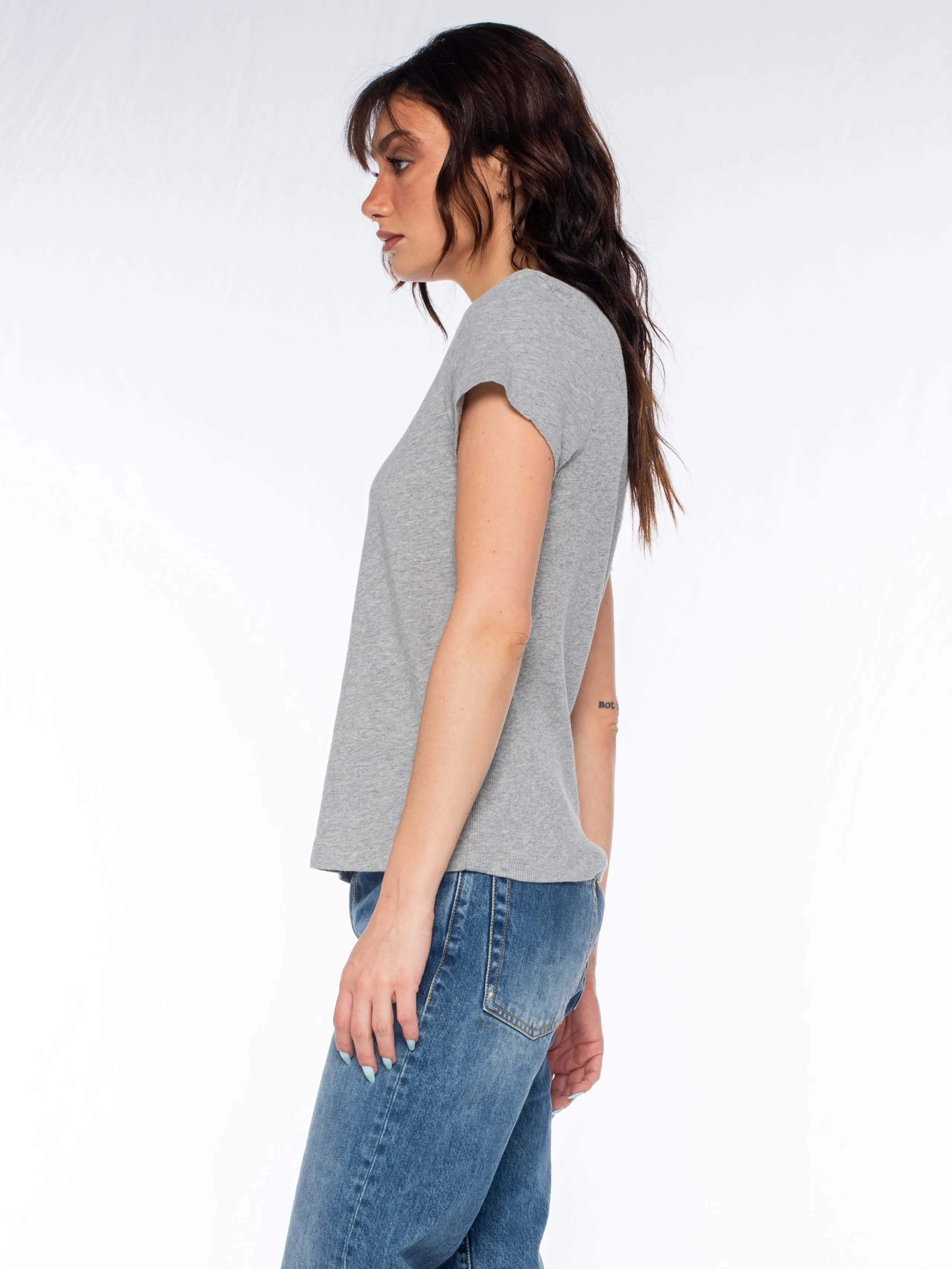Slim Deep V-Neck Rib Back Tee