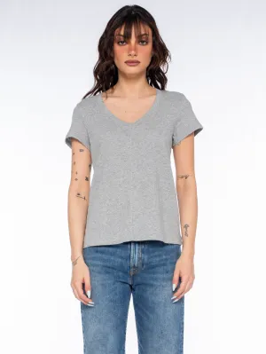 Slim Deep V-Neck Rib Back Tee