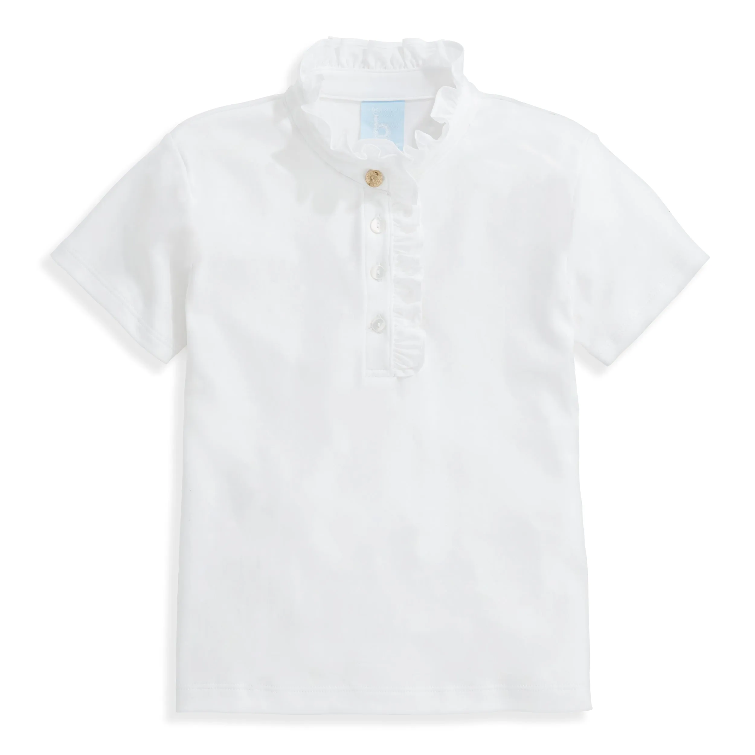 Solid Pima Ruffle Polo -- White w/ Pink