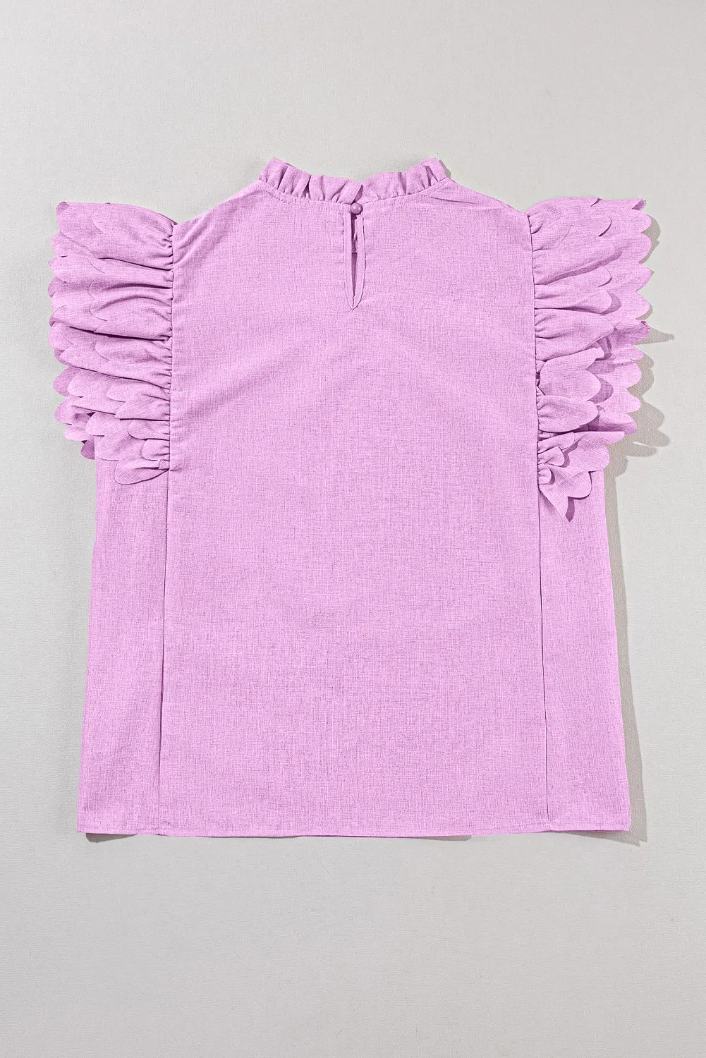 Solid Scalloped Ruffle Sleeve Top