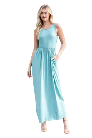 Solid Sleeveless Maxi Dress Aloe - Pack of 6