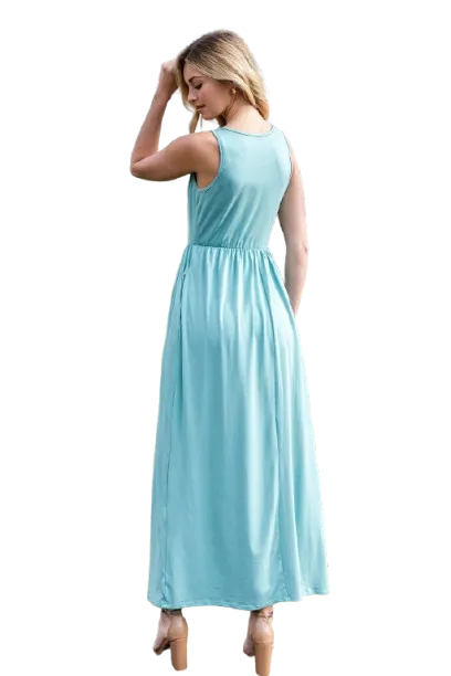 Solid Sleeveless Maxi Dress Aloe - Pack of 6