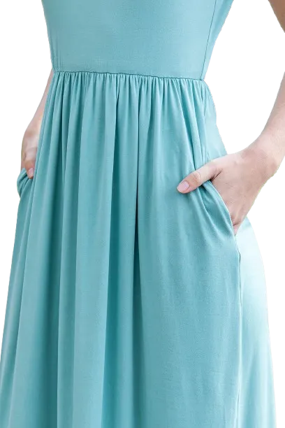 Solid Sleeveless Maxi Dress Aloe - Pack of 6