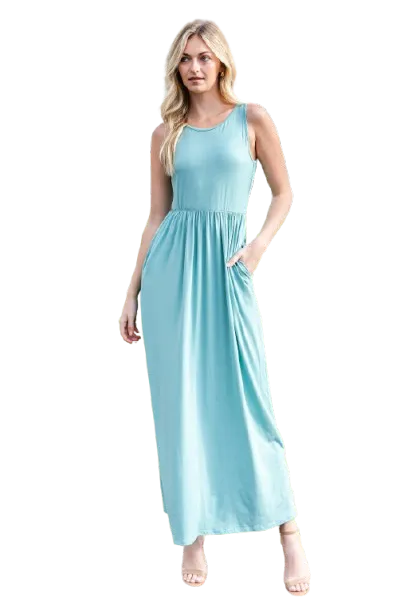 Solid Sleeveless Maxi Dress Aloe - Pack of 6