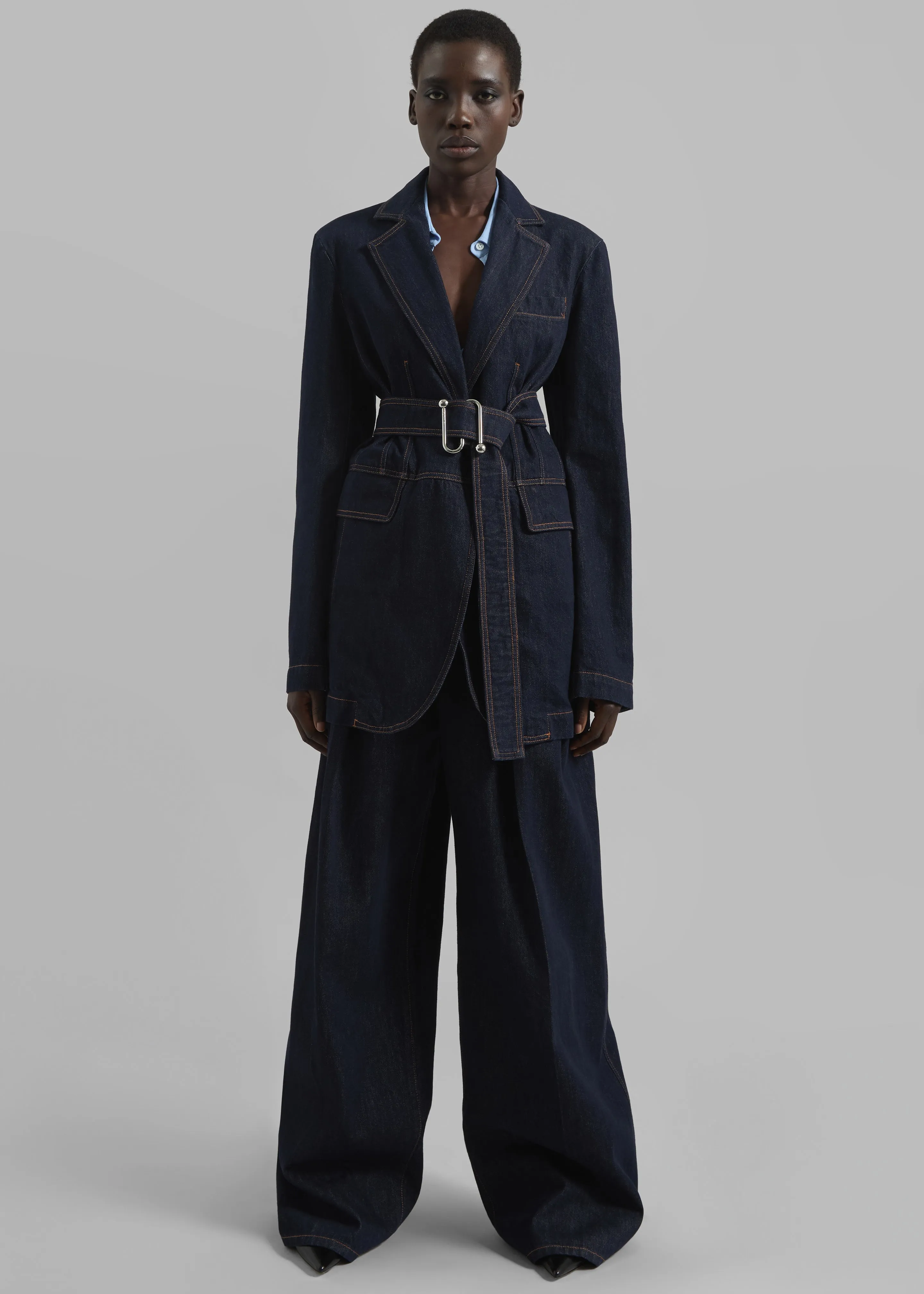 Sportmax Domino Oversized Denim Blazer - Navy