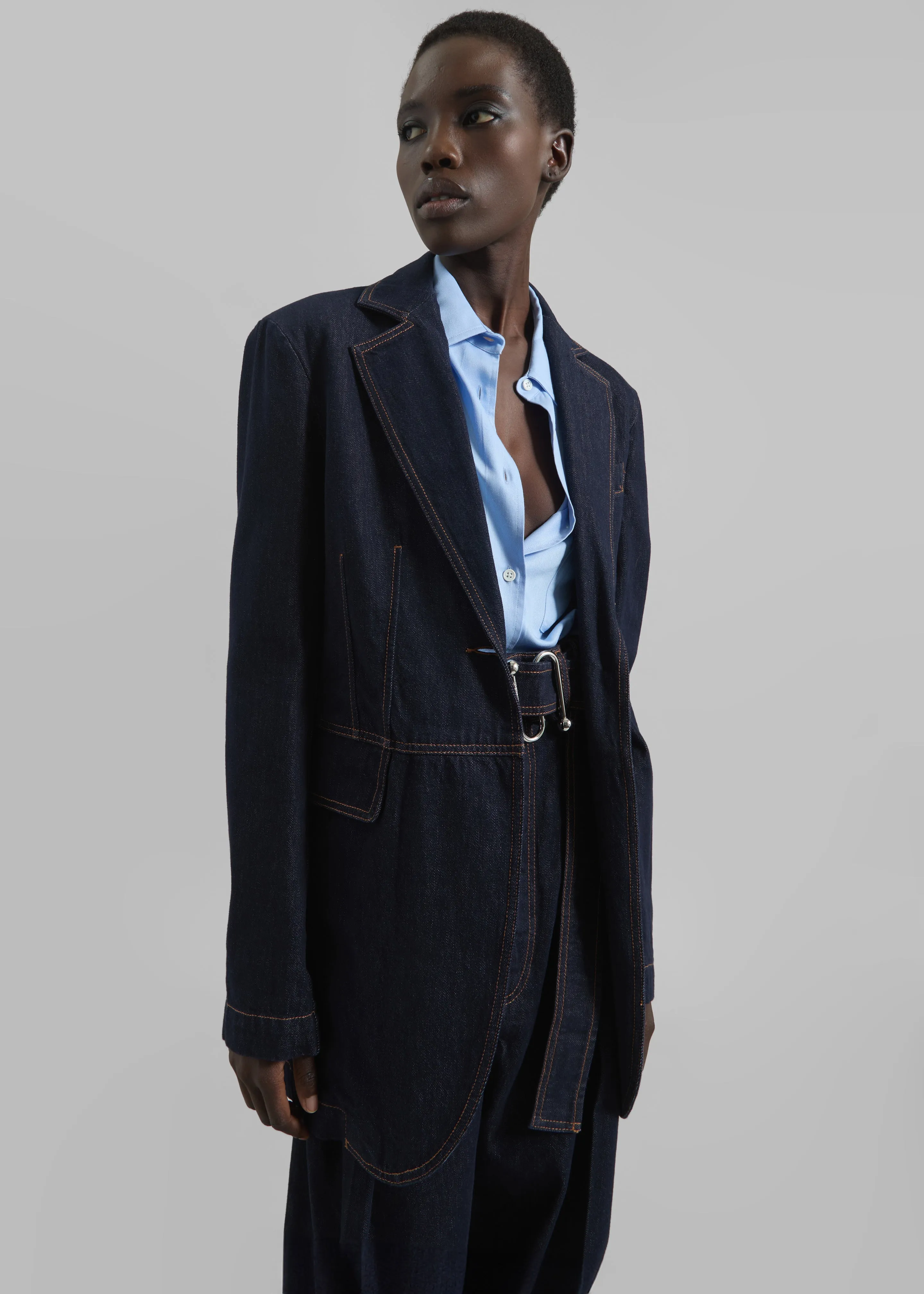 Sportmax Domino Oversized Denim Blazer - Navy
