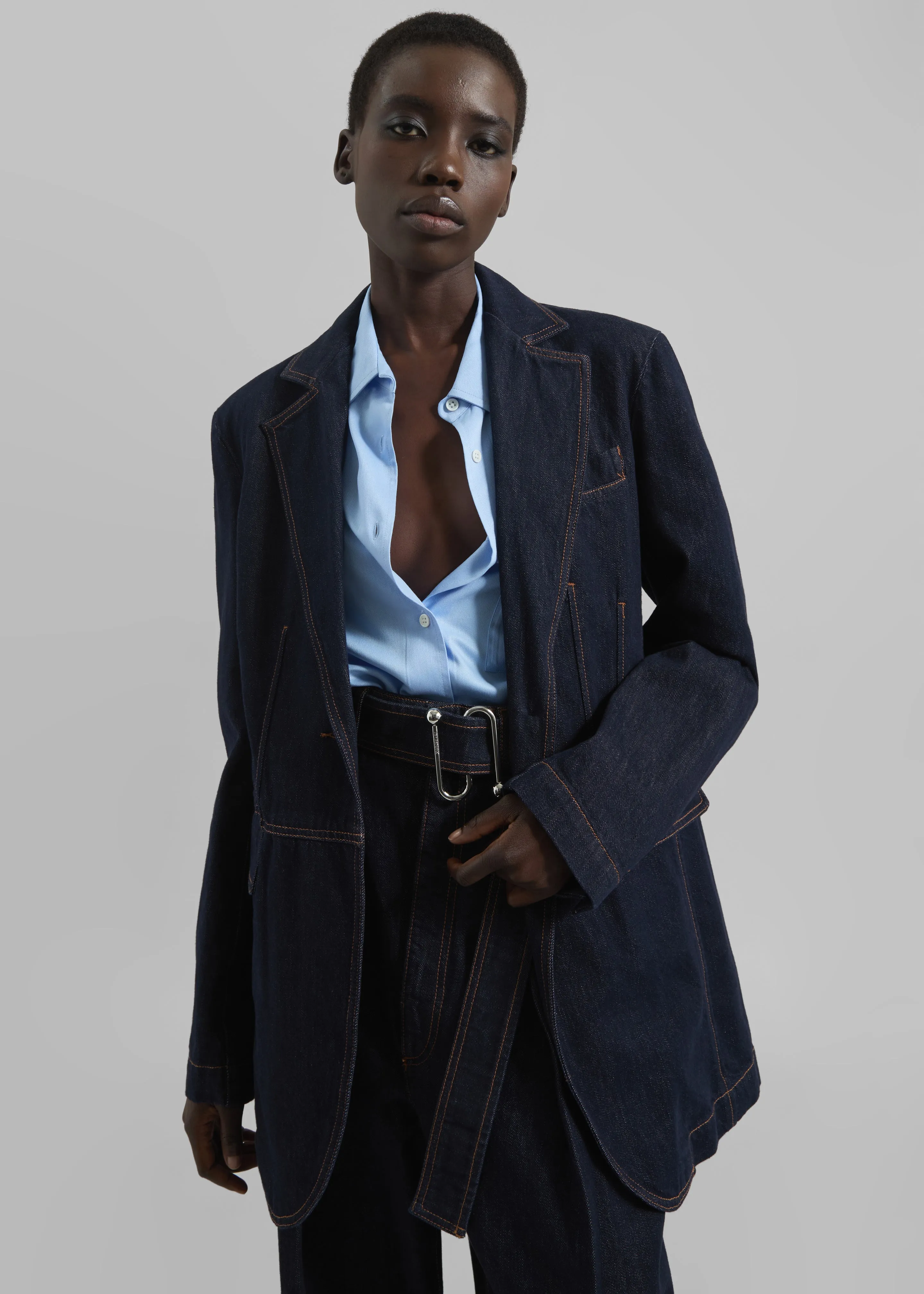 Sportmax Domino Oversized Denim Blazer - Navy