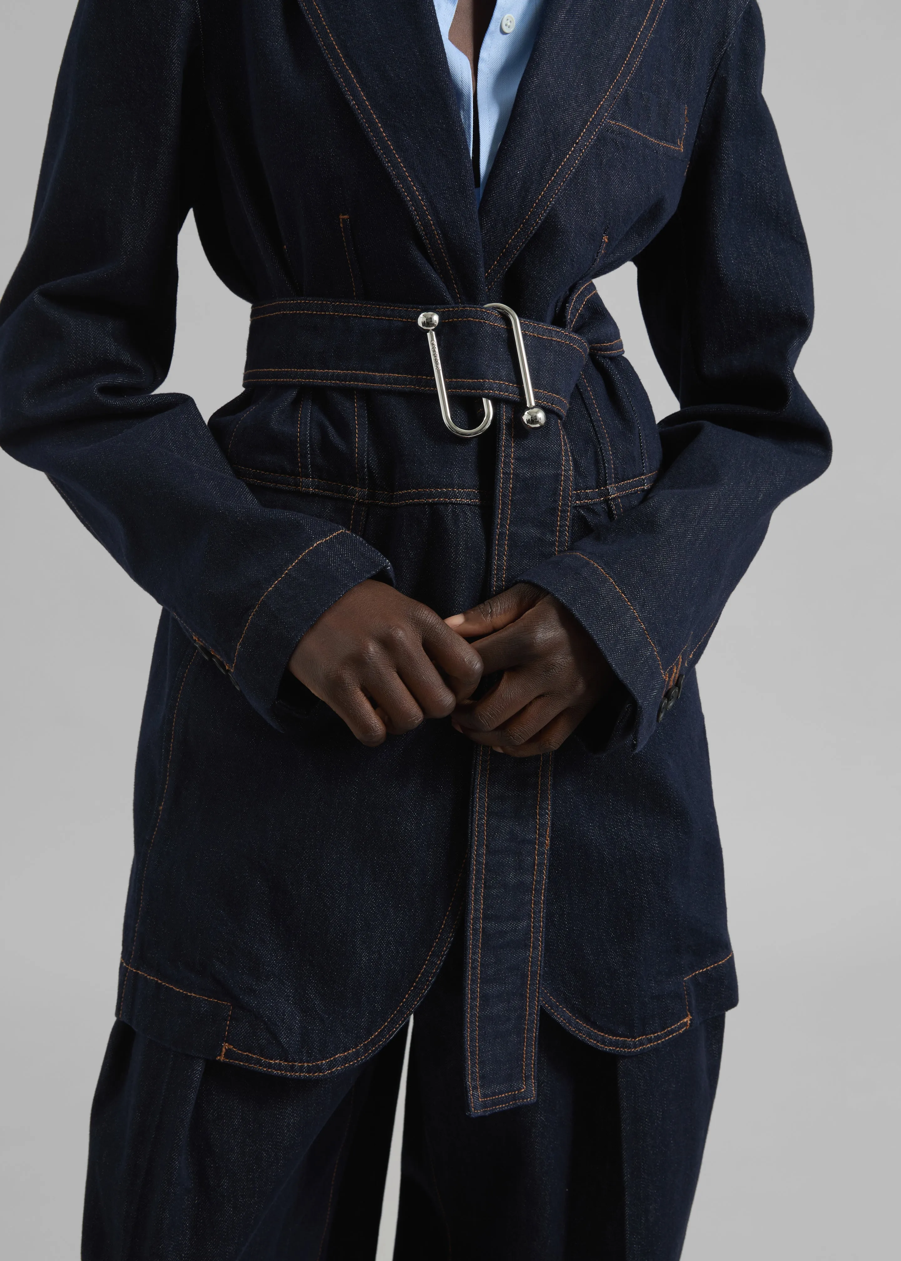 Sportmax Domino Oversized Denim Blazer - Navy