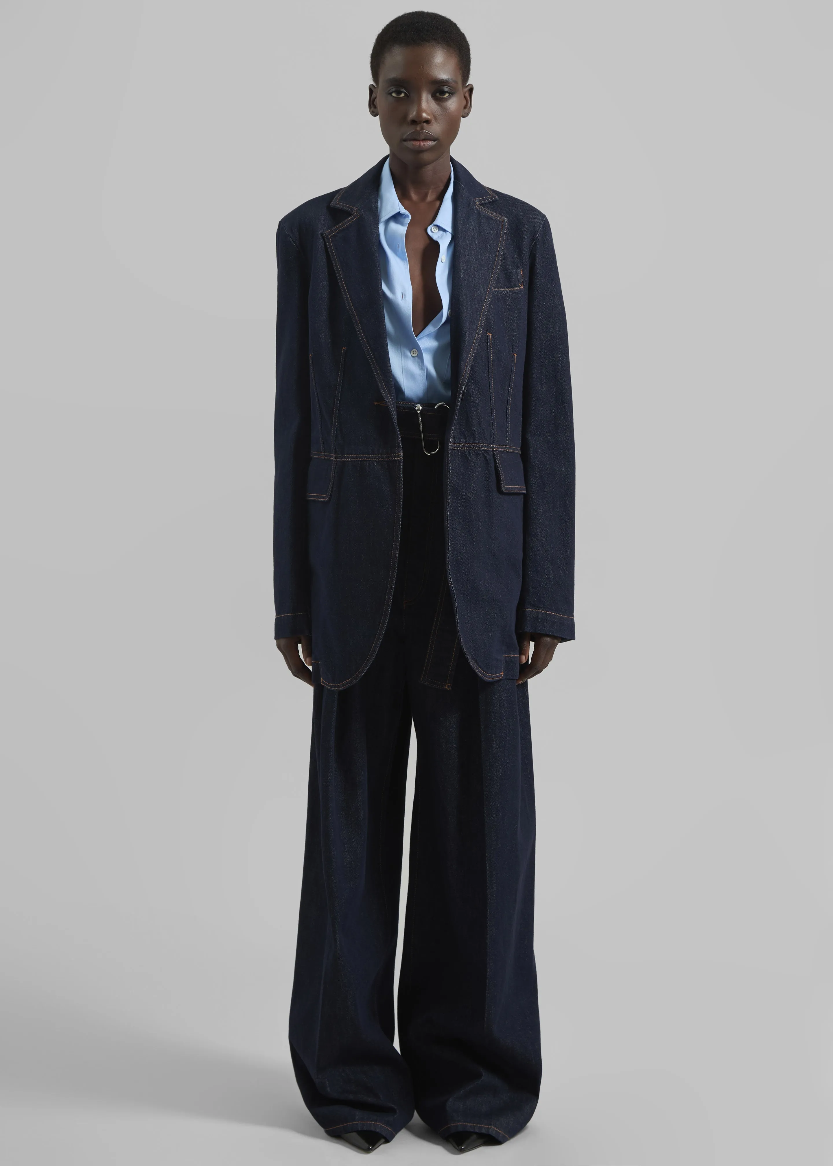 Sportmax Domino Oversized Denim Blazer - Navy