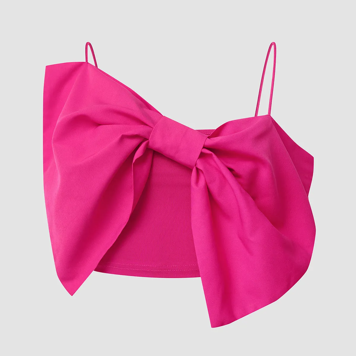 Street Chic Girl Backless Solid Color Wrapped Chest Design Sense Top Camisole Women Bowknot Strap Short Vest  C-240517-L2