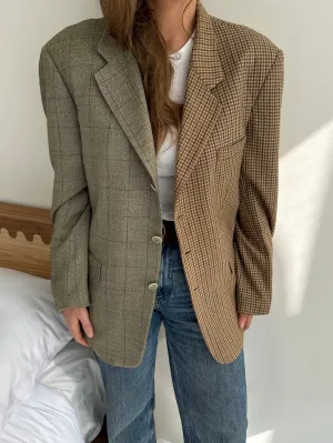 Stunning houndstooth and beige checked contrasted blazer