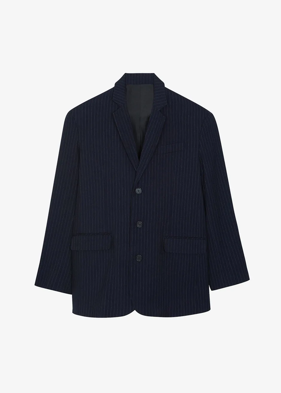 Tansy Oversized Blazer - Navy Pinstripe