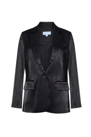 The Margot Satin Blazer | Black