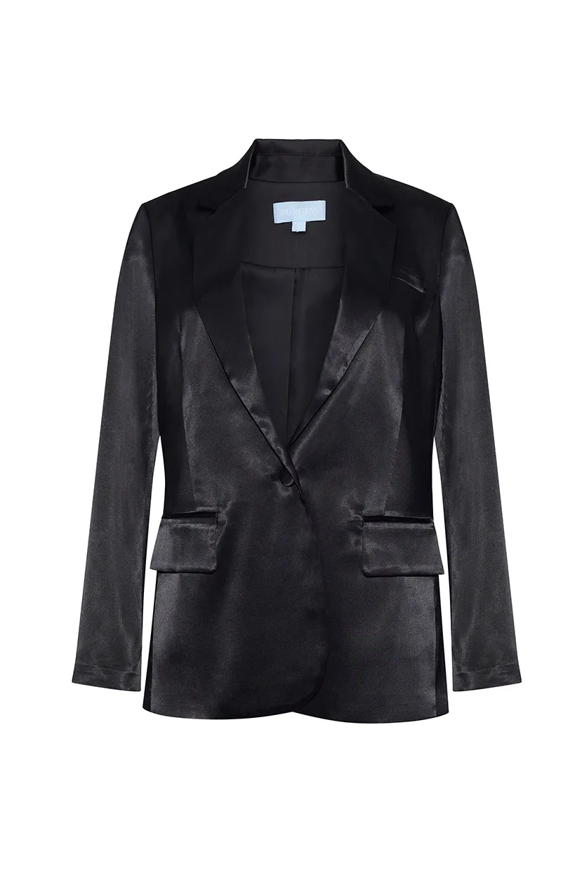 The Margot Satin Blazer | Black
