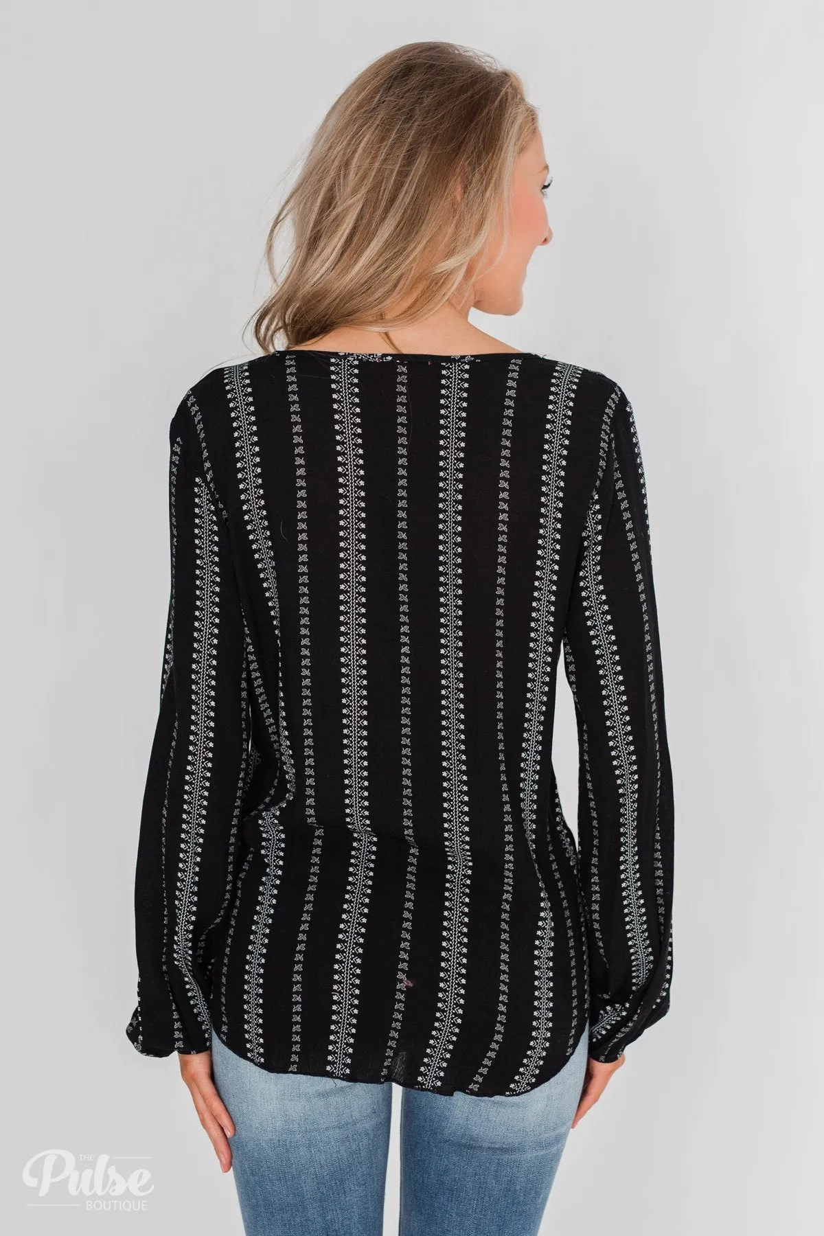 This Isn't Goodbye Front Knot Blouse- Black