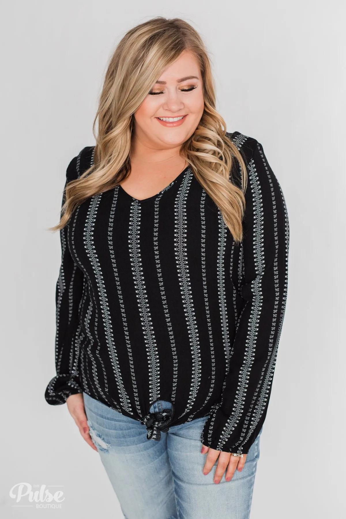 This Isn't Goodbye Front Knot Blouse- Black
