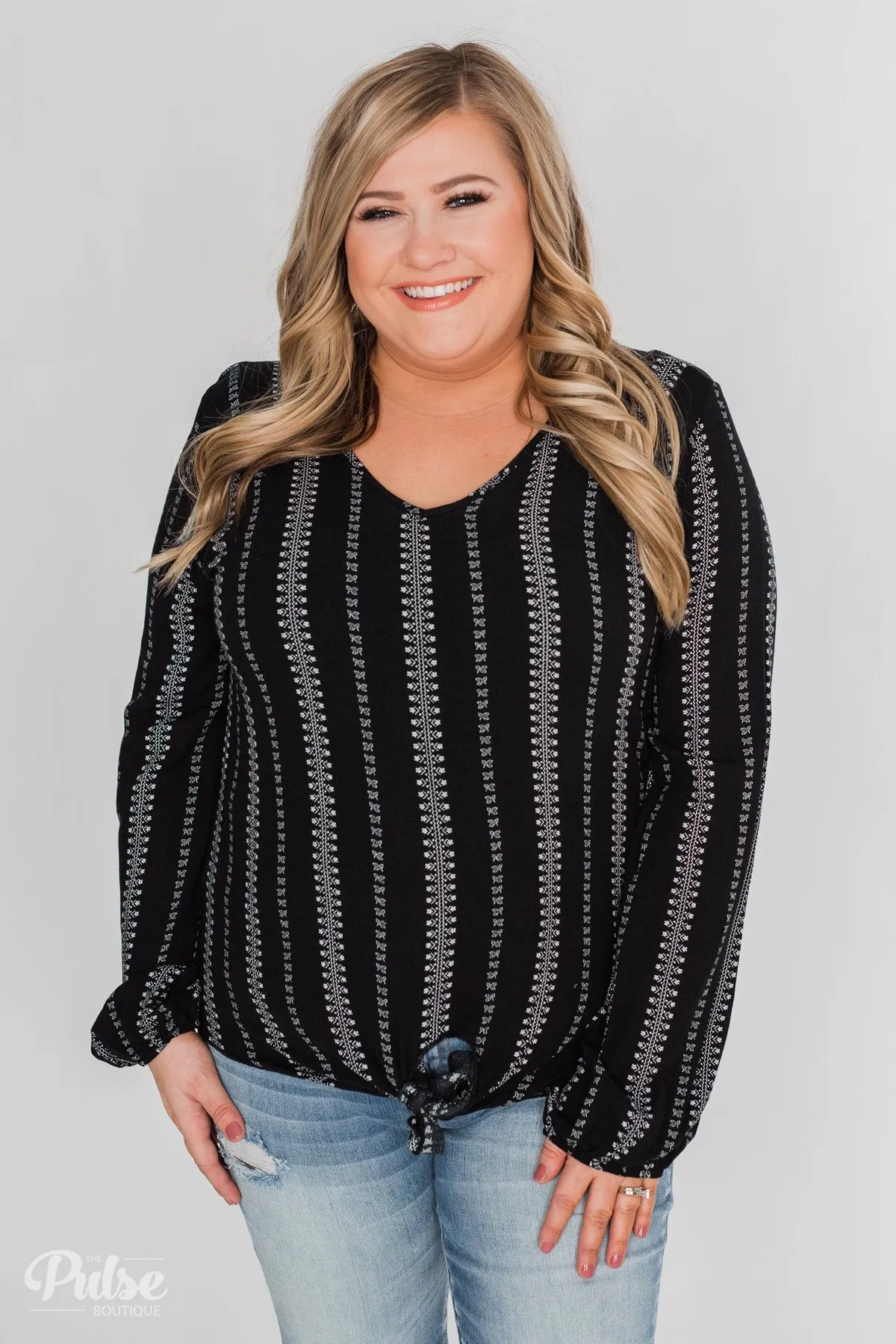 This Isn't Goodbye Front Knot Blouse- Black