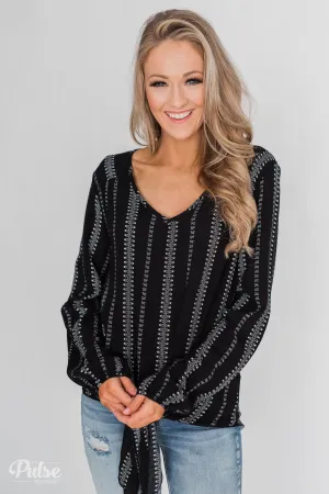This Isn't Goodbye Front Knot Blouse- Black