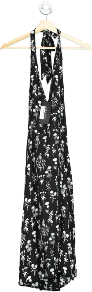 Trendyol Black Floral Halter Maxi Dress UK 4