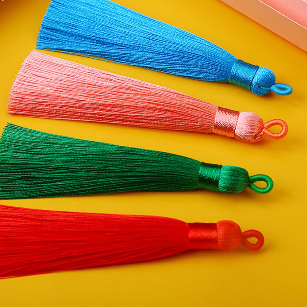 US 30-60Pc 2" Assorted Color Tassel Pendants Wrap Cap Threaded Silk Polyester