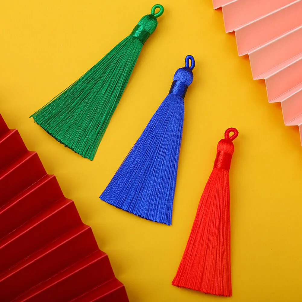 US 30-60Pc 2" Assorted Color Tassel Pendants Wrap Cap Threaded Silk Polyester