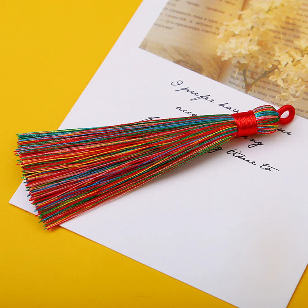 US 30-60Pc 2" Assorted Color Tassel Pendants Wrap Cap Threaded Silk Polyester