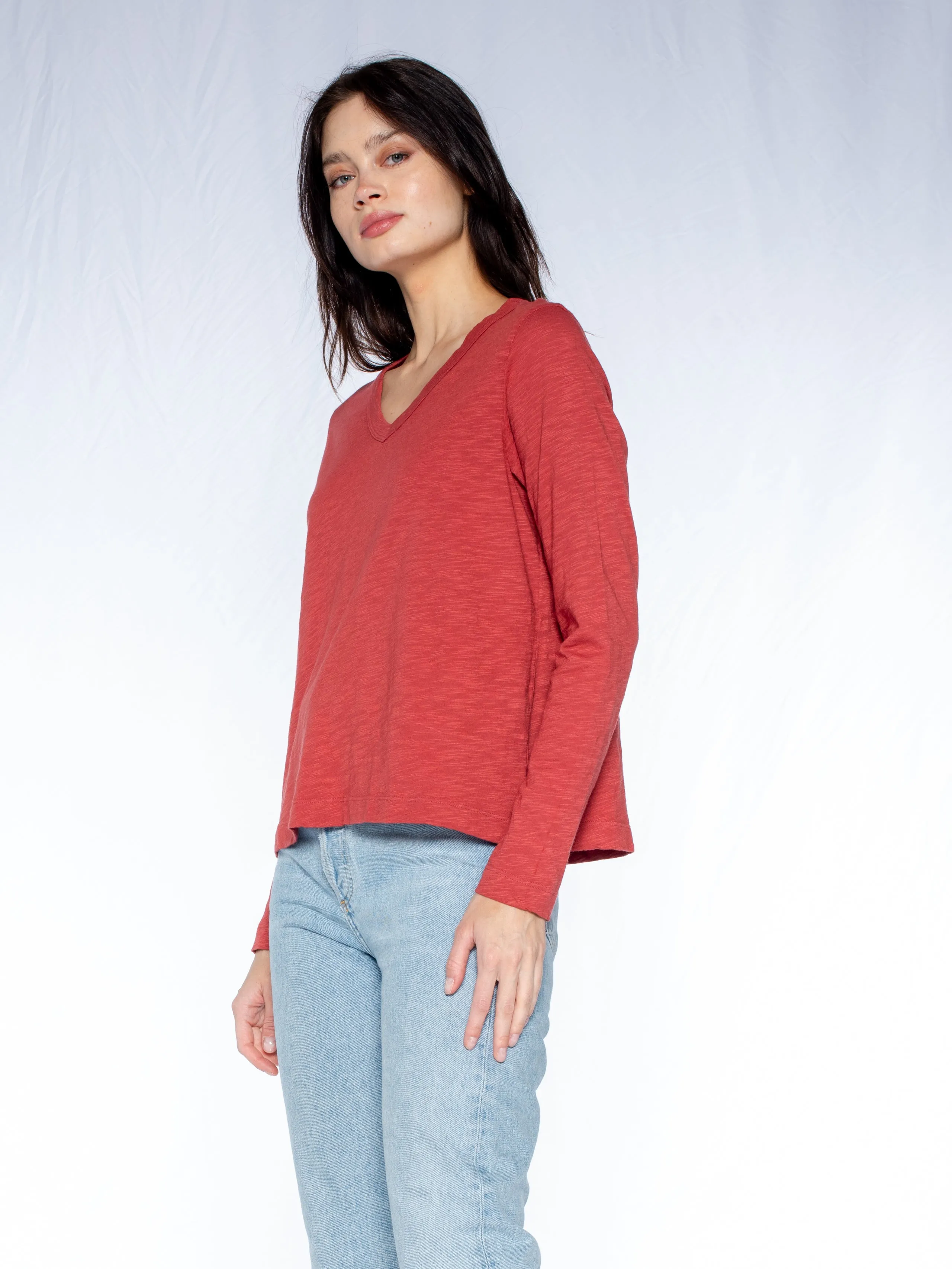 V-Neck L/S Baby Baby Fit Tee
