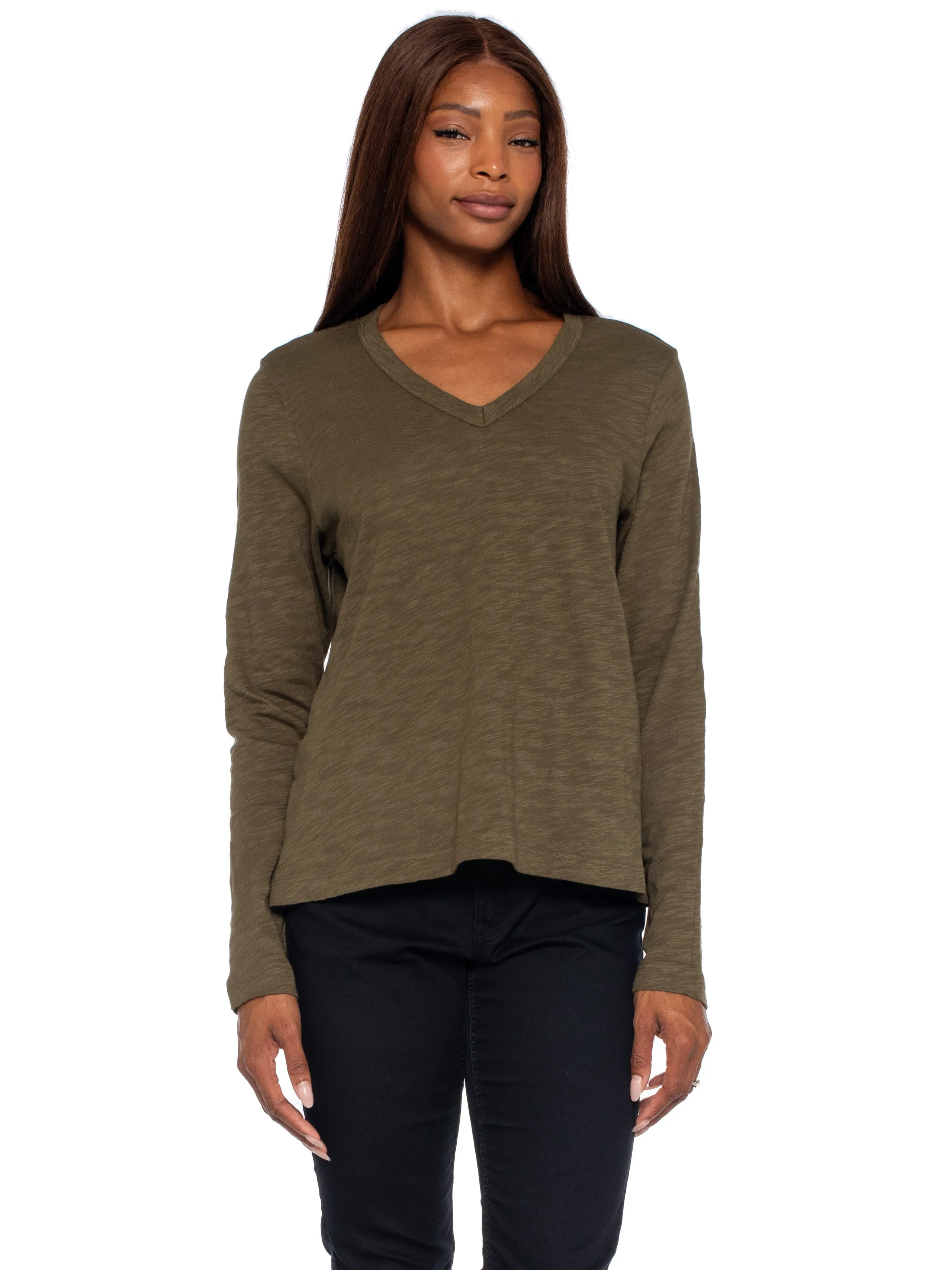 V-Neck L/S Baby Baby Fit Tee