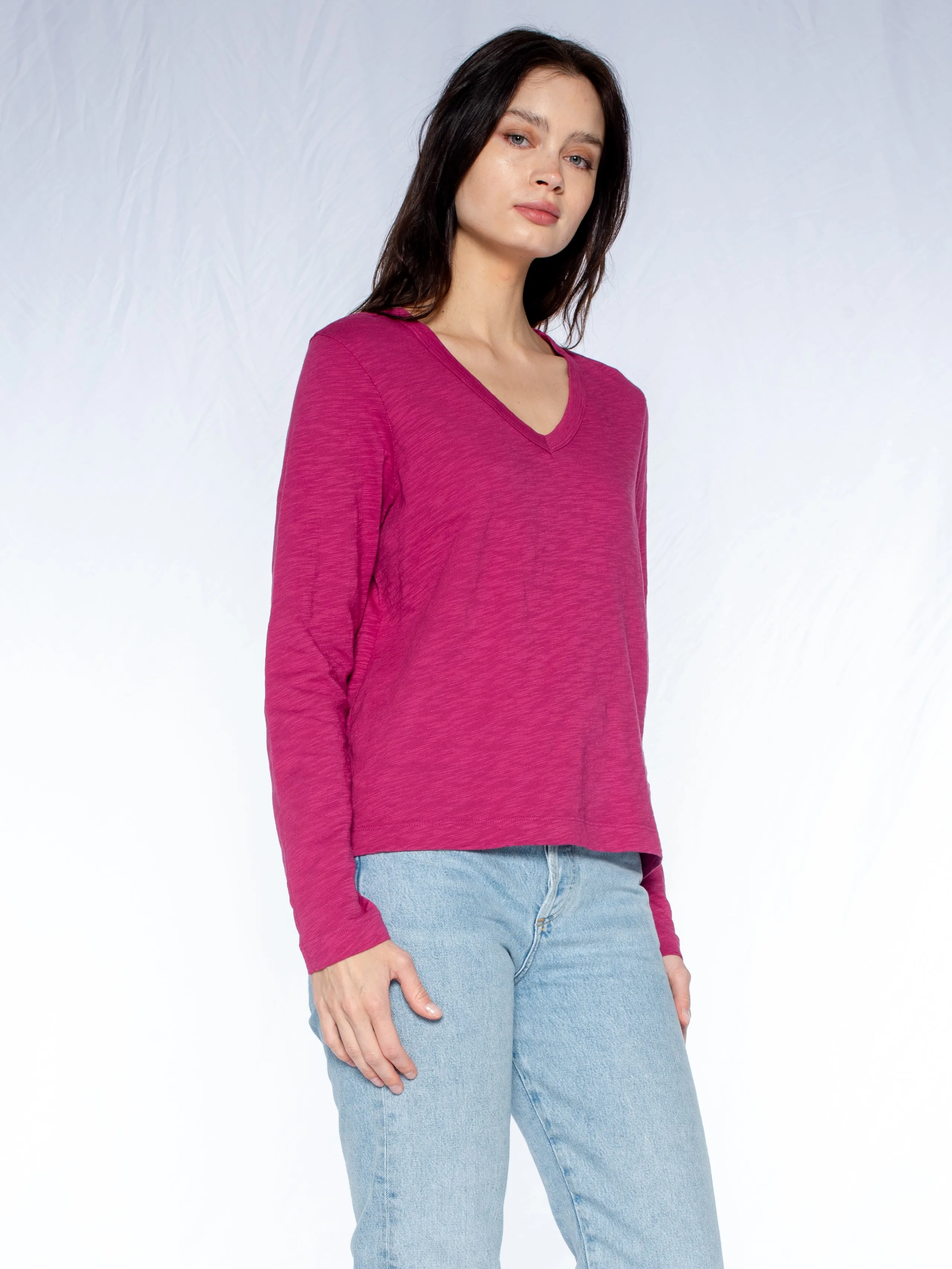 V-Neck L/S Baby Baby Fit Tee