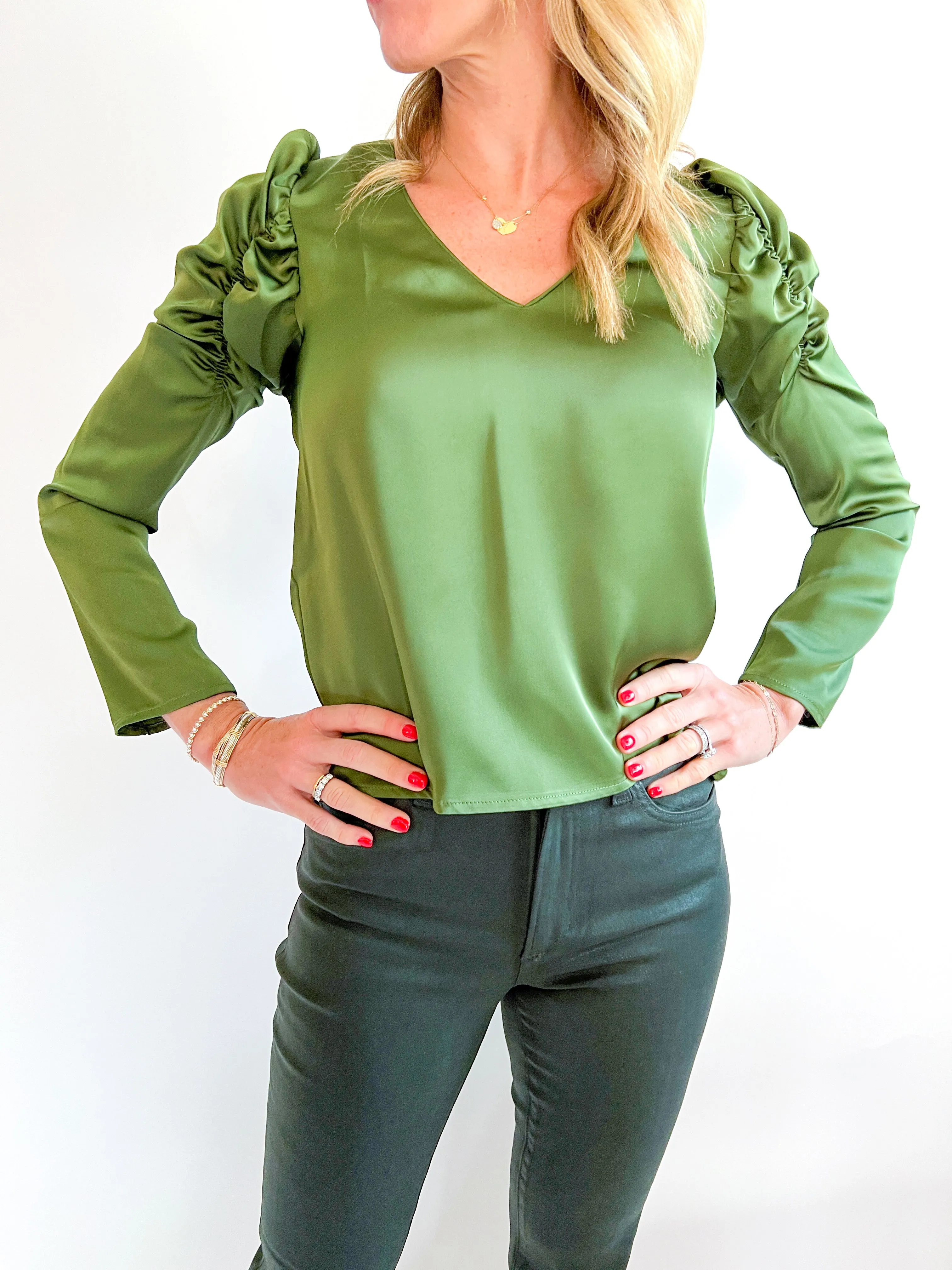 V Neck Satin Bella Top