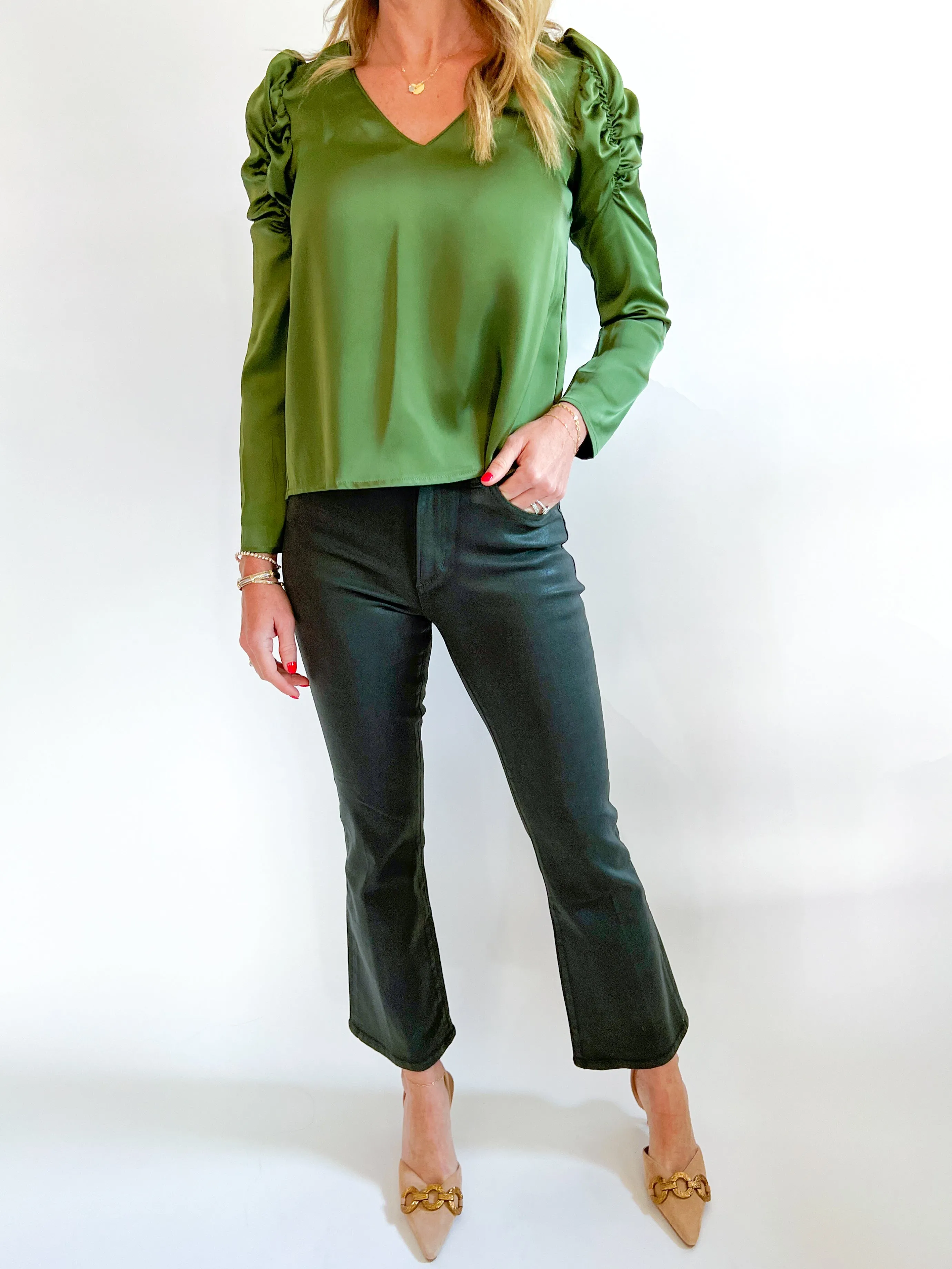 V Neck Satin Bella Top
