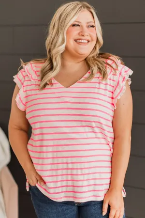 Vibrant Presence Striped Top- Ivory & Pink