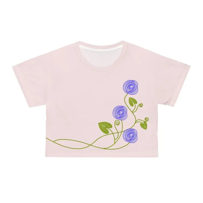 Vibrant Purple Flowers Aop Crop Tee