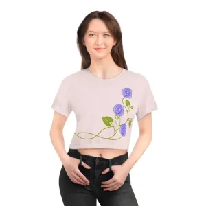 Vibrant Purple Flowers Aop Crop Tee