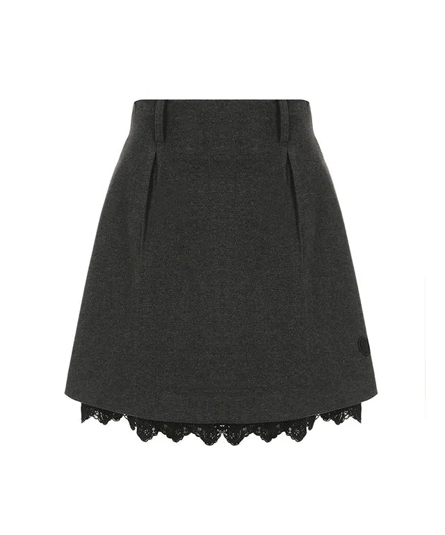 [Warehouse Sale] MYCL Layered Flare Skirt - Dark Gray