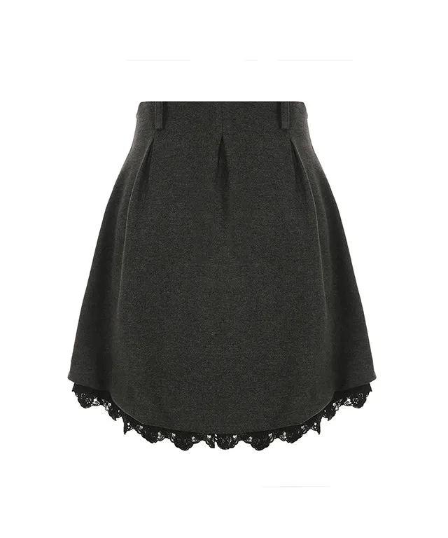 [Warehouse Sale] MYCL Layered Flare Skirt - Dark Gray
