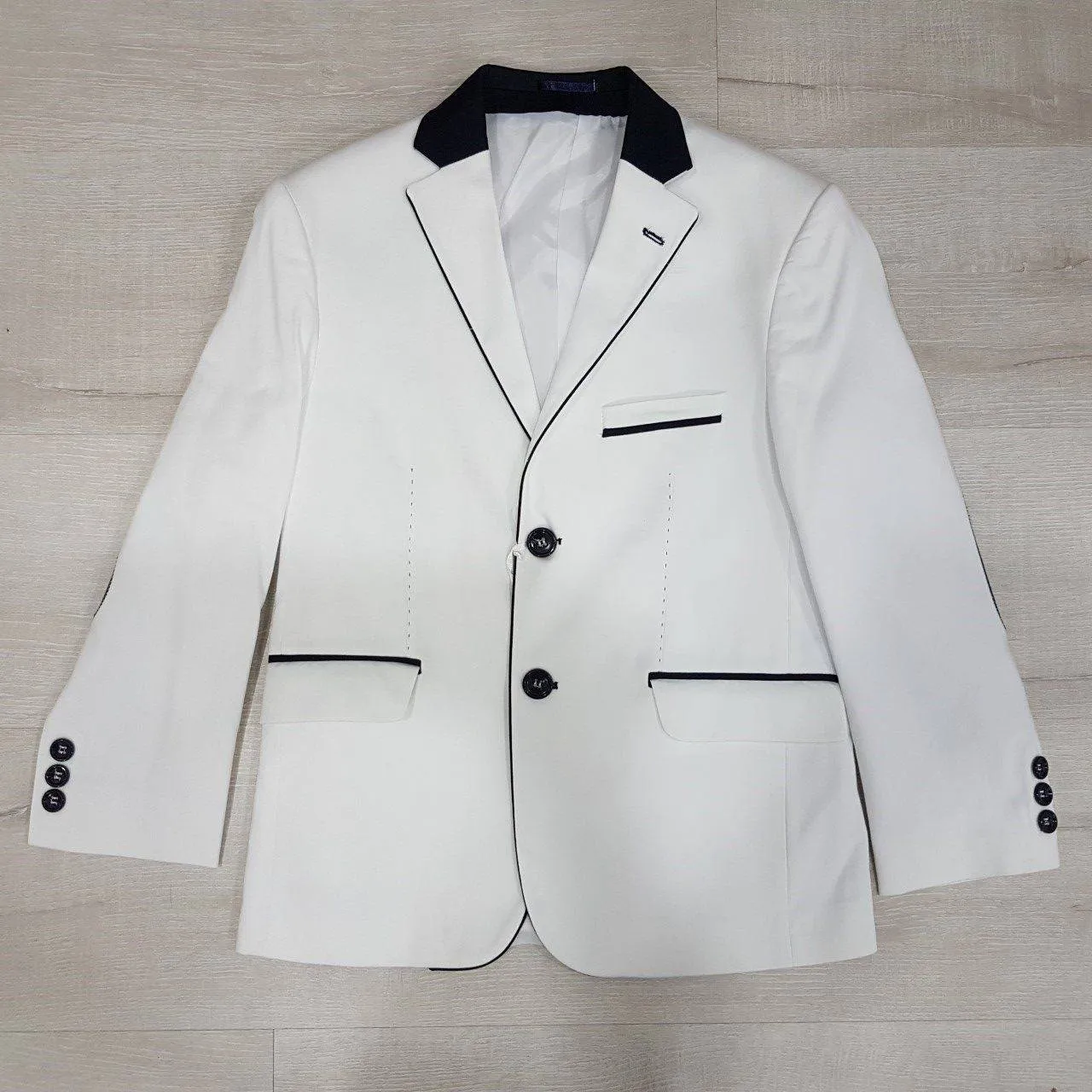 White And Navy Outlined Blazer