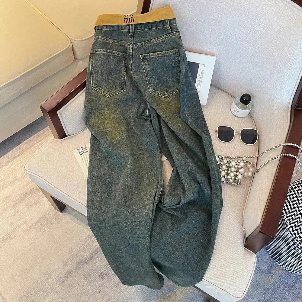 Women's High-Waisted Wide-Leg Jeans – Casual Straight-Leg Denim Pants