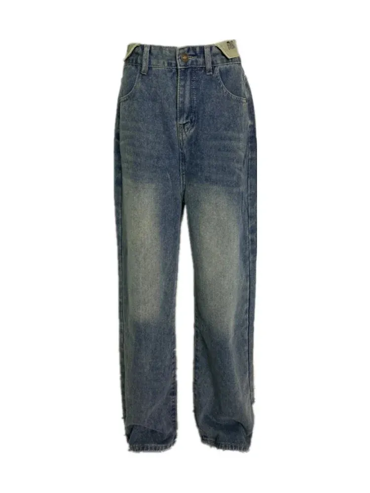 Women's High-Waisted Wide-Leg Jeans – Casual Straight-Leg Denim Pants